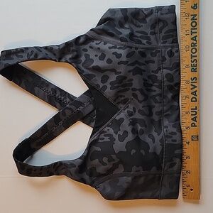 Lululeon Black and Gray Leopard Print Sports Bra